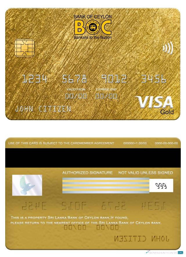 Download Sri Lanka Bank of Ceylon bank visa gold card Photoshop template